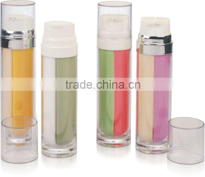 double tube colourful plastic lotion bottle for skin care