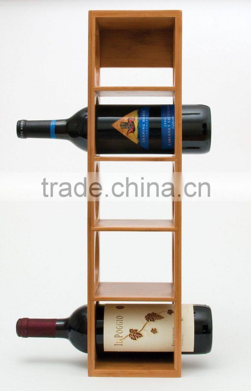Custom Attractive Design Simple Elegant Storage Bamboo Wooden Stackable Wine Rack Holder Display