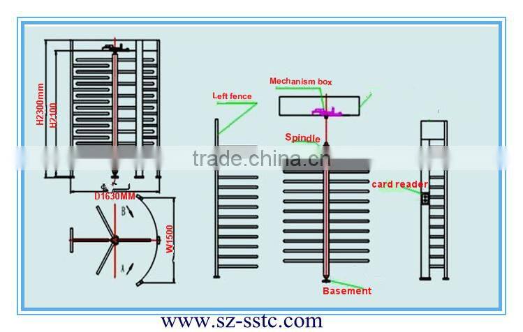 rfid smart card door access controller turnstile/ Stadium access semi-automatic full height turnstile