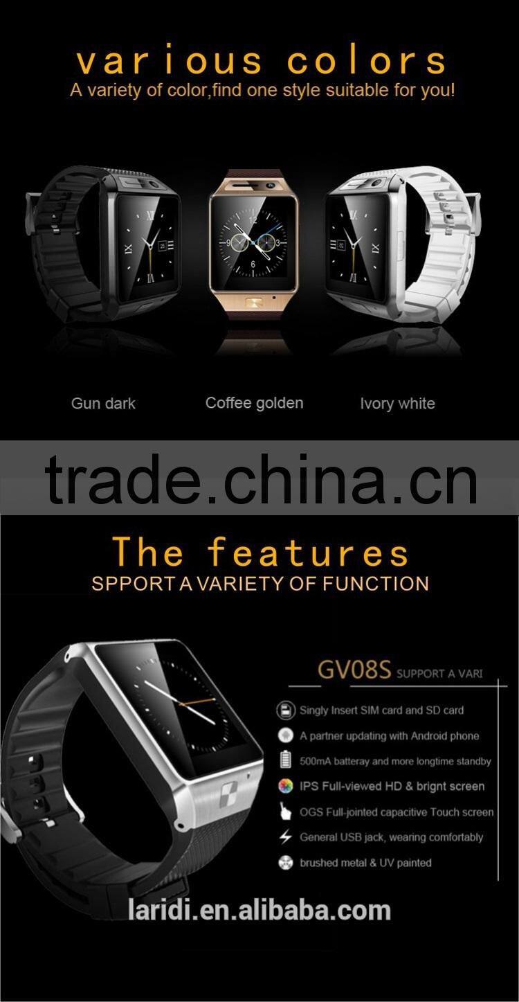 2015 new low price of smart watch phone GV08S support SIM or SD card for android phone