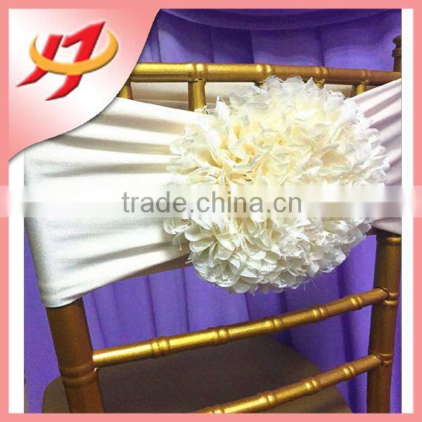 Wholesale champagne wedding rosette decoration chair sash fabric