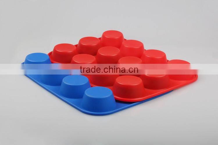 12 cup baking utensils novelty round silicone chistmas cake moulds