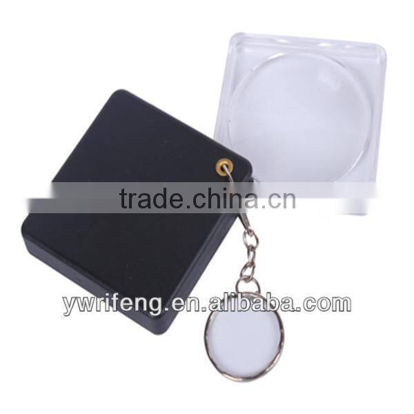 New Style fashion Optical Instruments magnifying glass key chain glass Magnifiers blank customized logo metal key chains