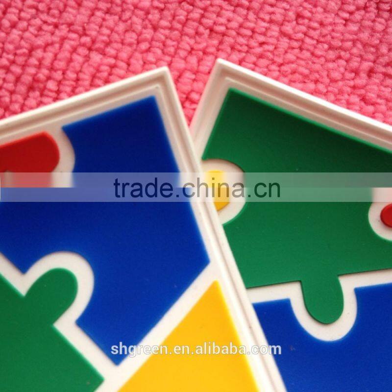 Delicate design soft feeling PVC rubber label with sewing lines border