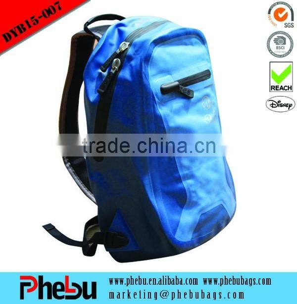 PVC tarpaulin dry backpack trekking bag with double shoulder straps(DYB16-005)