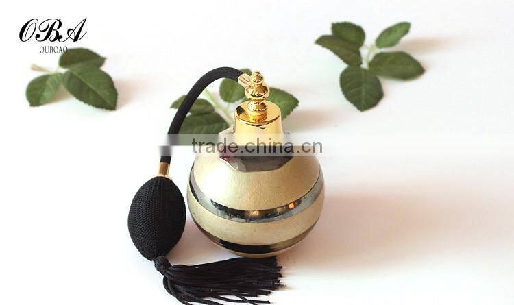 Handmade luxury european style creative air bag golden glass perfume bottle,Round empty gasbag spray glass bottle 100ml