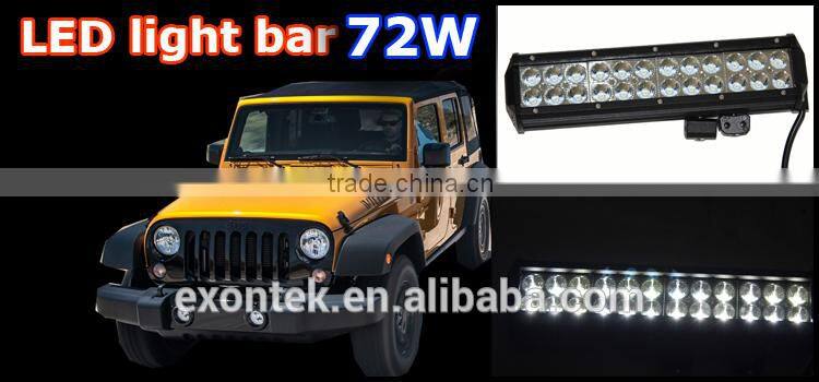 China factory supply car accessories 2016 72w dual row off road light bar 12v waterproof OEM available