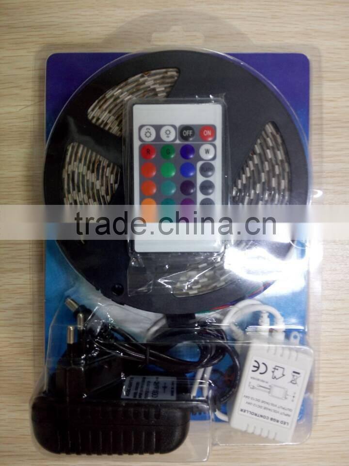 3528 RGB waterproof rainbow led strip kit 5m led strip+ 24 key digital rgb led strip controller + 12v 2A power adapter