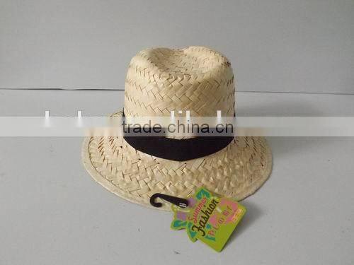 Summer skimmer boater straw hat with brand for sale