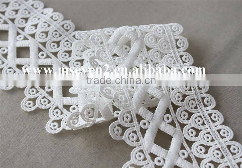 high quality of polyester lace trim, chemical lace trim white lace in 7 1/2 cm for lady garments