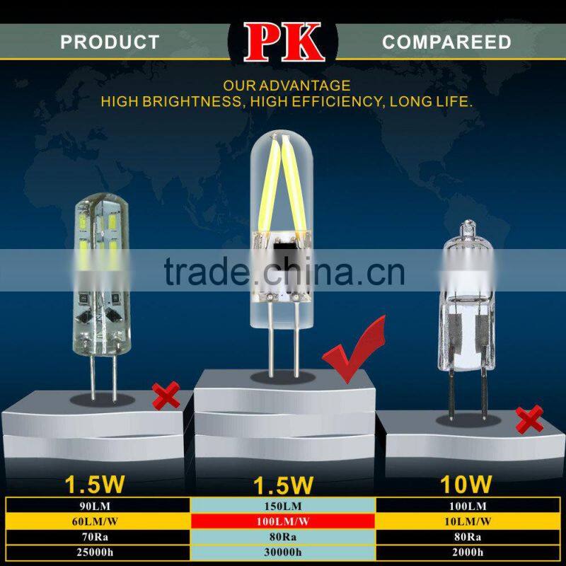 CroLED 10pcs G4 AC/DC12V Light Bulb 1.5W Bi-Pin Pure White LED Filament Lamp