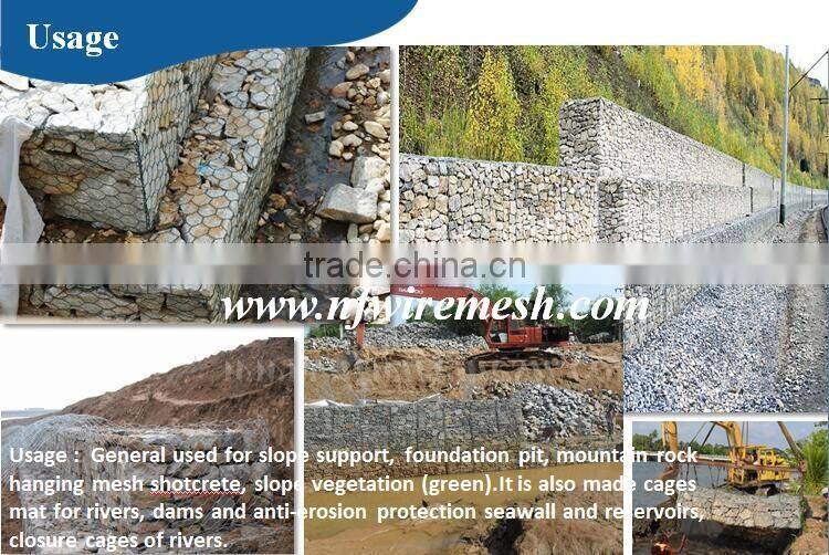 Anticorrosion anti-aging galvanized and pvc coated gabion basket/gabion stone basket(Guangzhou Factory)