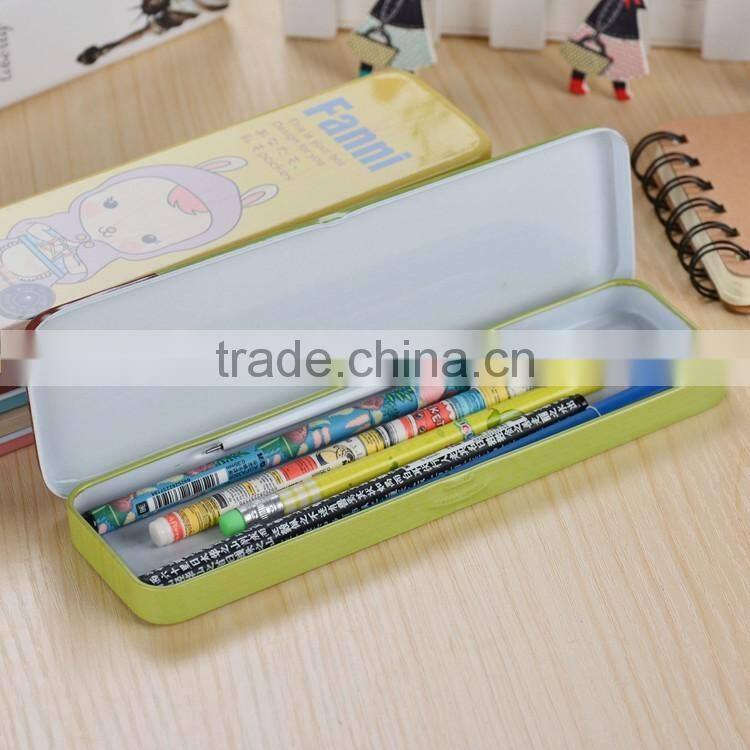 factory wholesale metal pencil case rectangular cartoon metal tin case