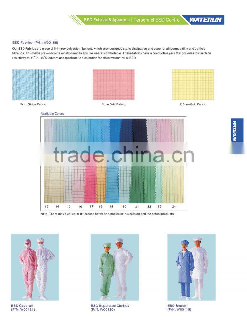 lint free polyester cleanroom esd conductive fabric/antistatic fabric factory
