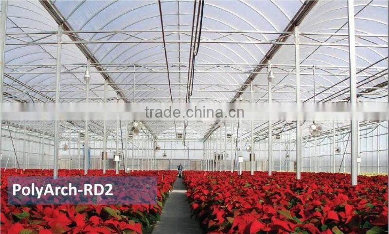 RoughBrothers PolyArch-RD2 Muli-span Galvanized Steel Frame Agricultural greenhouse