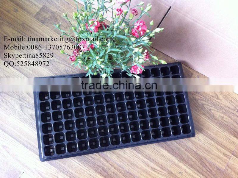 Custom Strong Quality Black Shining PS Plastic Flower Seed Starting Trays 98 Cell 530*280*55mm