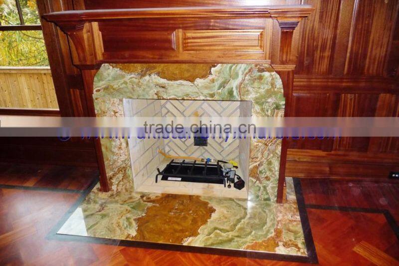 Professional design modern MULTI GREEN ONYX FIREPLACES
