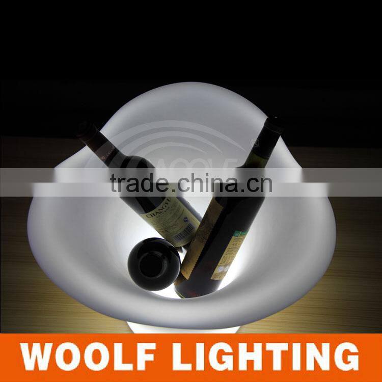 2015 hot waterproof IP68 customized RGB colorful plastic LED round ice wine bucket