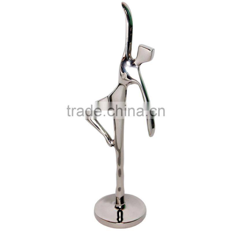 Praying Buddha large, recycled aluminium figurine-Bright finish