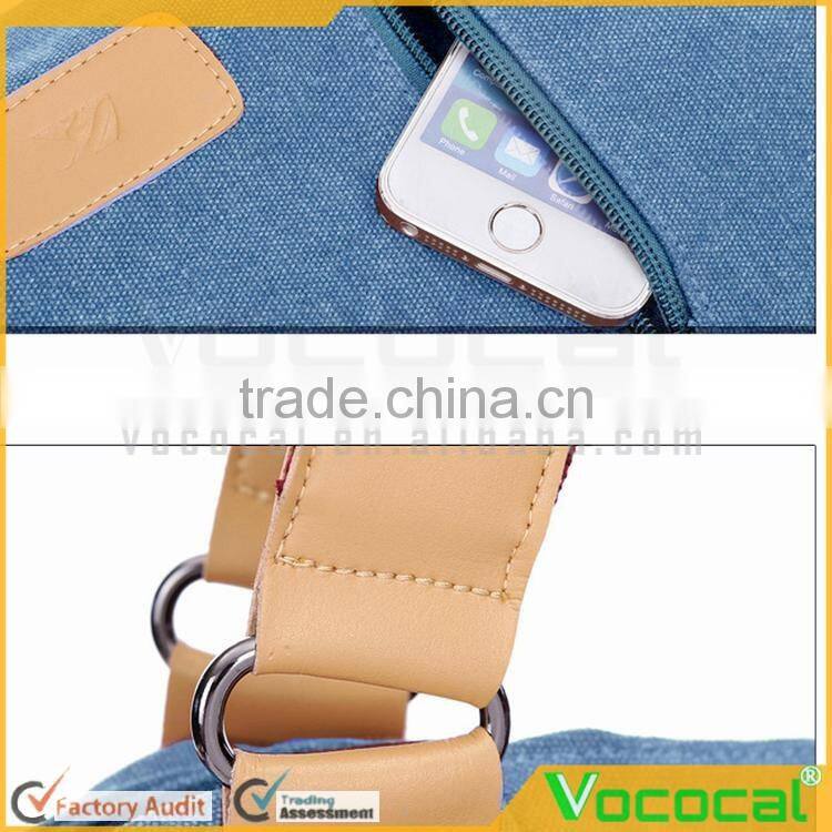 Women's Canvas Large Capacity Handbag Tote Crossbody Bag for iPad Folding Umbrella Cosmetics Blue