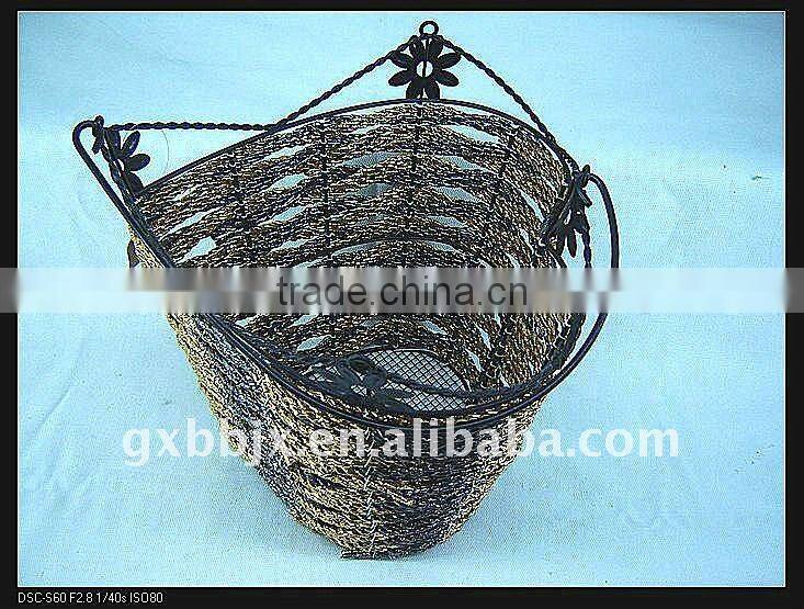 Paper rope wire heart shaped hanging storage scrap baskets