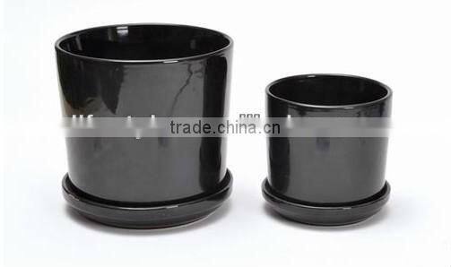 Ivory Glazed Solid Color Cup N Saucer Ceramic Flower Pots