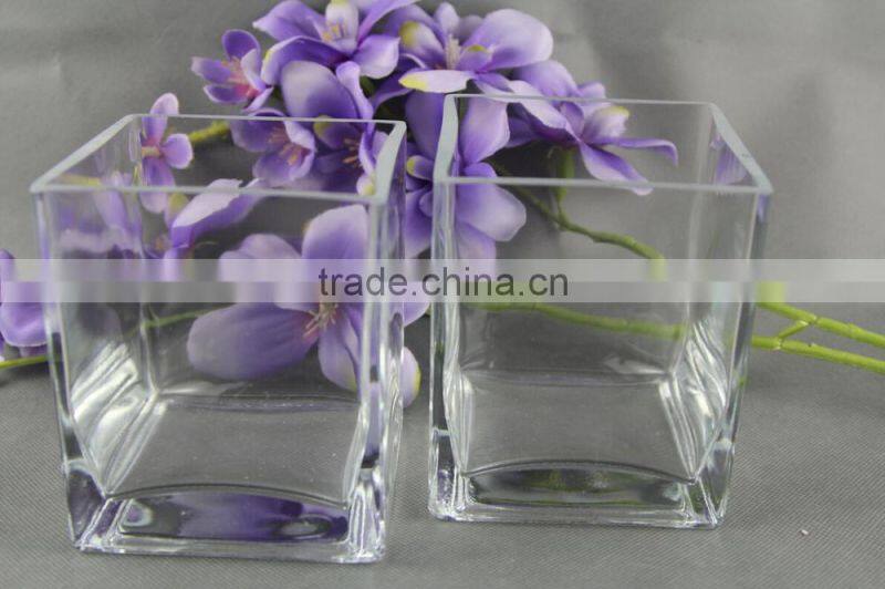 transparent glass vase , square glass flower vase