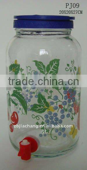 big glass juice jars with tap PJ09