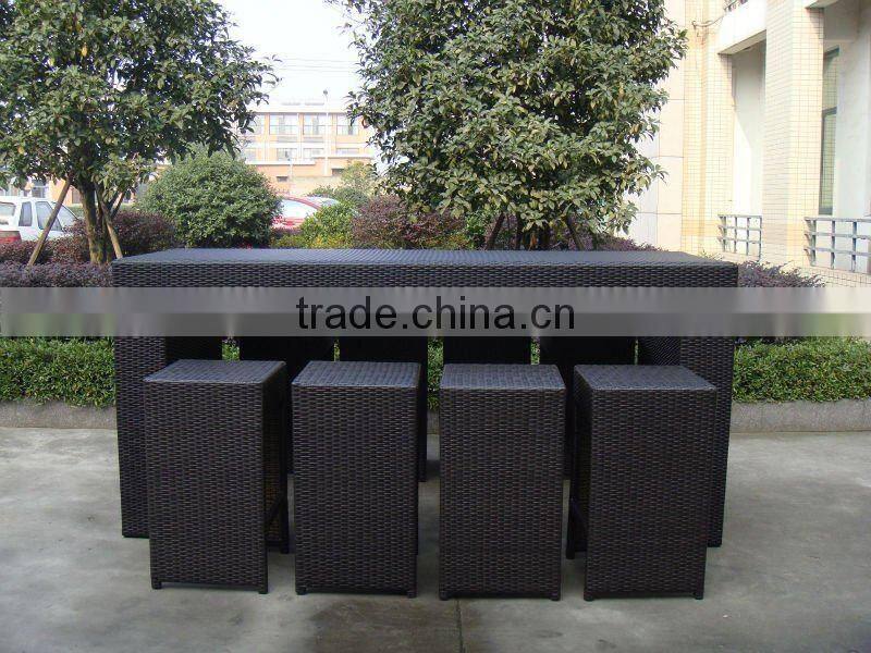 Outdoor Furniture Bar Table Chairs Patio Dining Rattan Wicker Set 9pcs New