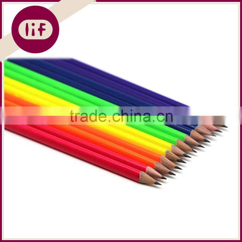 Standard Size Triangle Coloful Wooden HB Pencil Sharpened with Eraser, HB Pencil with Eraser Topper, HB Pine Pencil with Eraser
