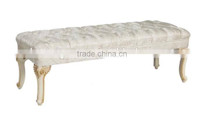 BISINI ivory color european style wooden dressing long bench chair for bedroom - BF07-70192B