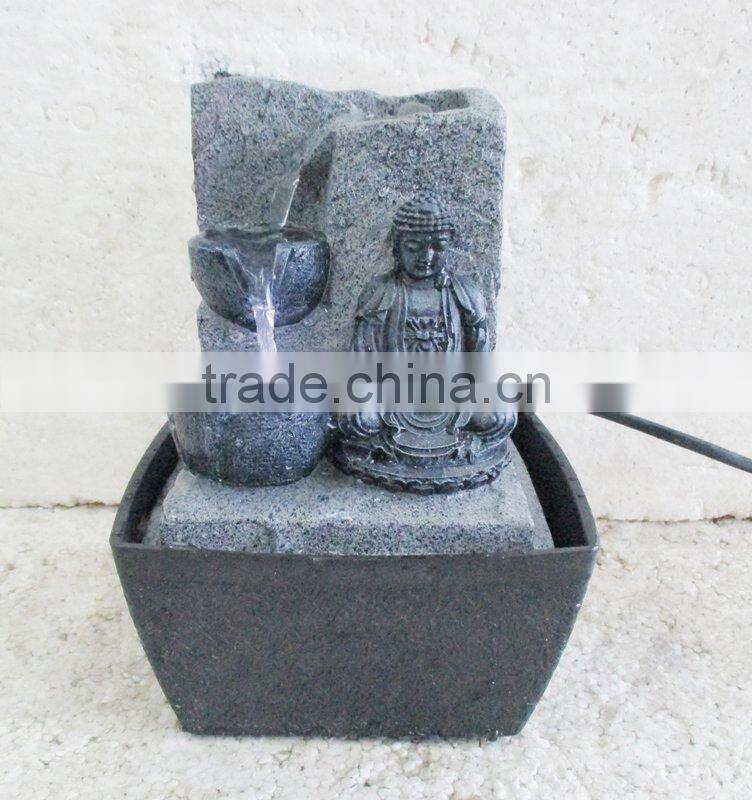 Resin buddha table water fountain with 2 bowls