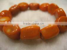 wholesale 7" 15-20mm orange candy natural coral stone bracelet