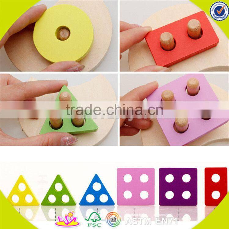 Wholesale funny kids wooden shape sorter blocks stacking toy hot sale baby wooden shape sorter blocks stacking toy W13D098