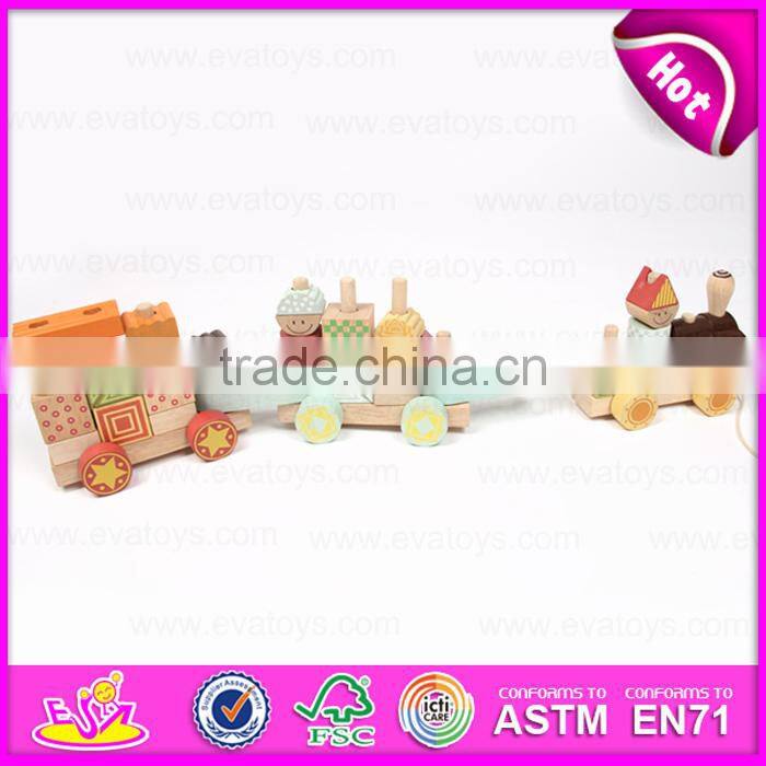 New intelligence Promotional Children Wooden Pull Blocks Train Toy W05C017