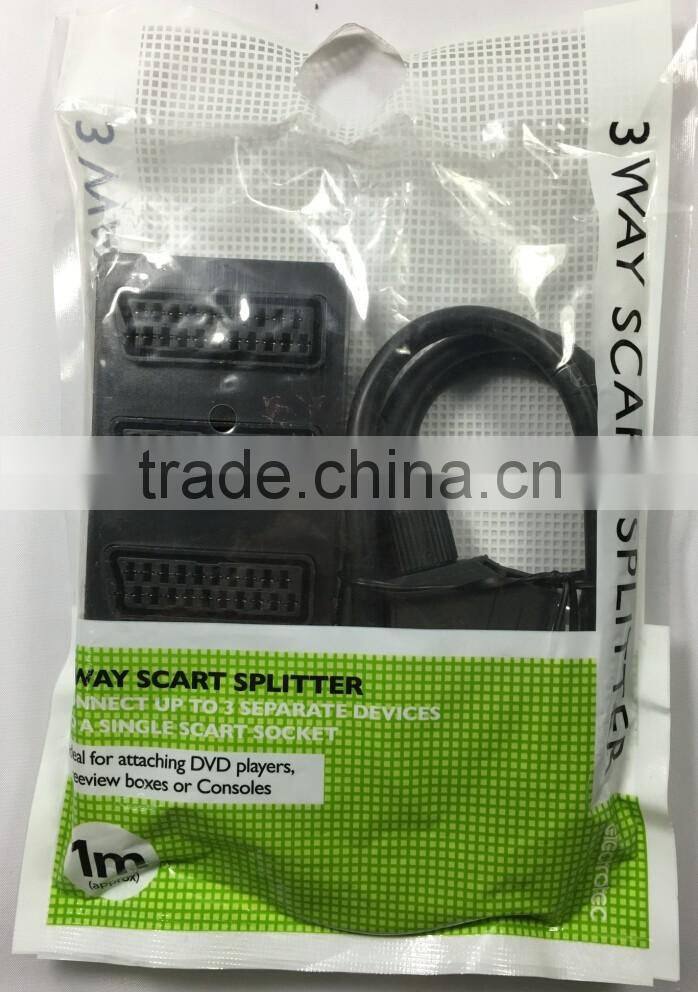 3 way scart splitter connect up to 3 separate devices to a single scart socket