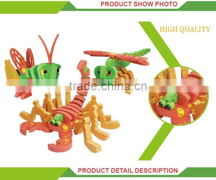 Funny building block diy insects toys eva foam toy for children