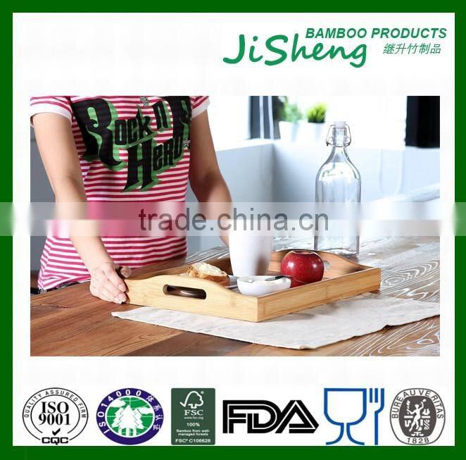 Eco-friendly Top Quality bamboo food serving tray with handles