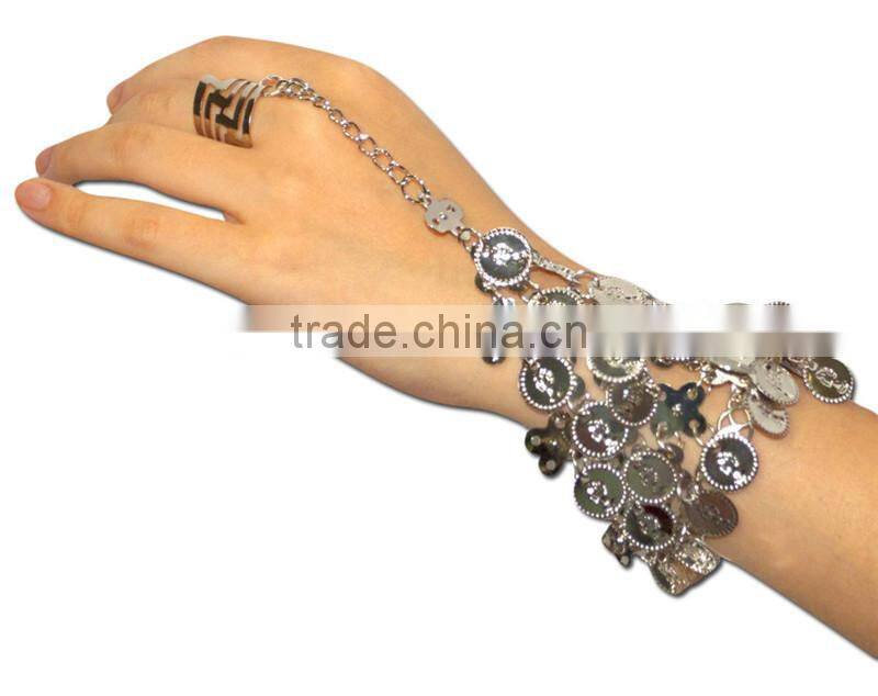 Belly dance metal slave bracelet with coins