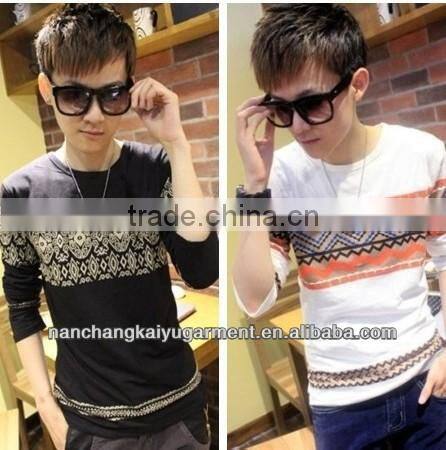 2013 New Stylish Men's Korean National Style Long Sleeve T-shirt In Slim Design