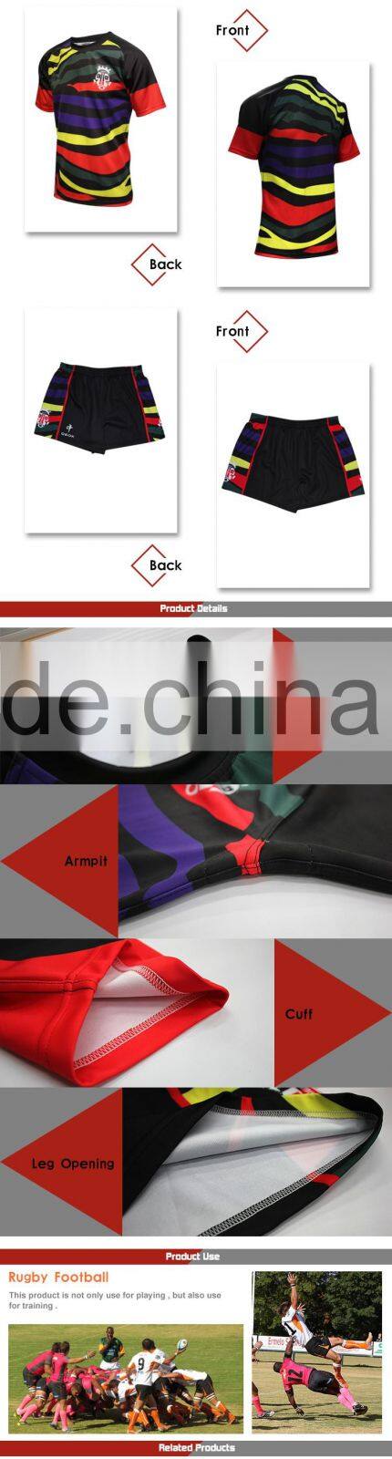 280g spandex fabric camouflage design sublimation custom rugby jersey in rugby football wear