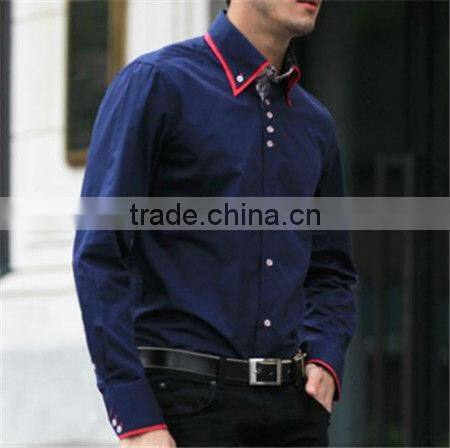 Luxury mens italian shirts contrast collar cuff double collar dress shirts