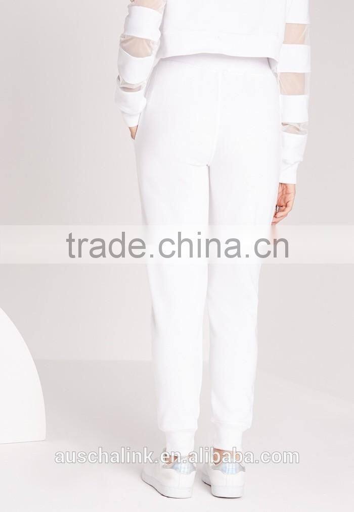 OEM service fashion cheap white ripped front jogger pants