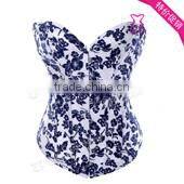 Lace Covered Corset Overbust Steel Bone Zipper Wholesale