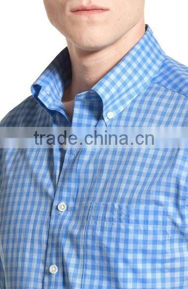 OEM Brand Logo Casual Design Blue Formal Mens Plaid Shirt