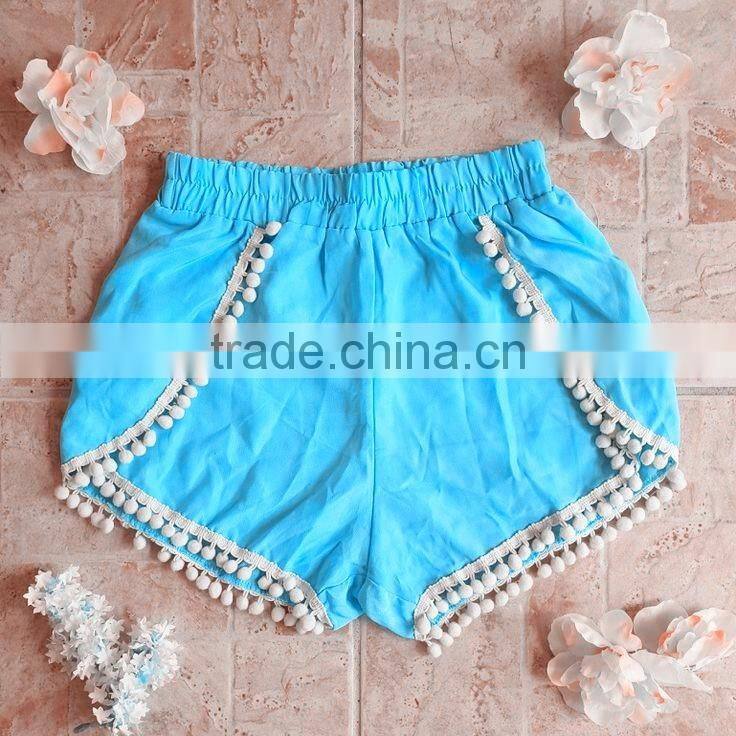 Baby girl new design color combination shorts for summer plain color kids shorts