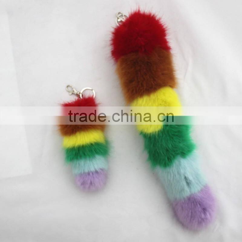 Myfur Factory Design Customized Brand Fox Tail Keychain Faux Fox Tails Cheap Fake Fur Fox Tail Keyring
