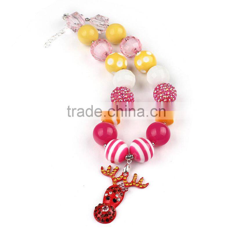 Wholesale 2015 Baby Girls Christmas Bubblegum Bead Necklace
