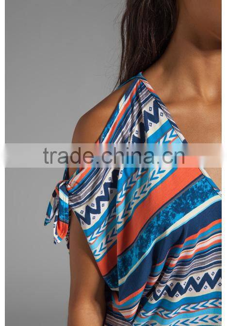 open shoulders with tie detail pattern top