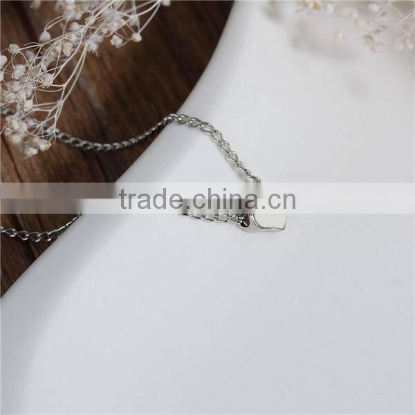 New Fashion Iron Based Alloy Necklace Link Curb Chain Silver Tone Light Pink Heart Pendant Enamel 68.5cm long
